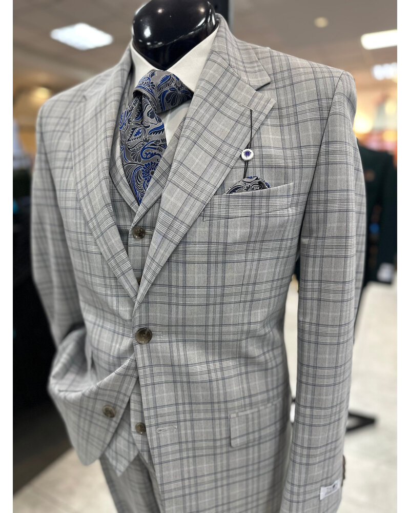 Tayion Tayion 2B Plaid Vested Suit