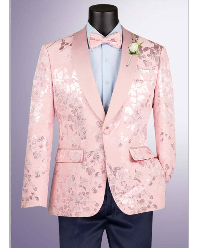 Vinci Floral Shawl Lapel Slim Fit Blazer