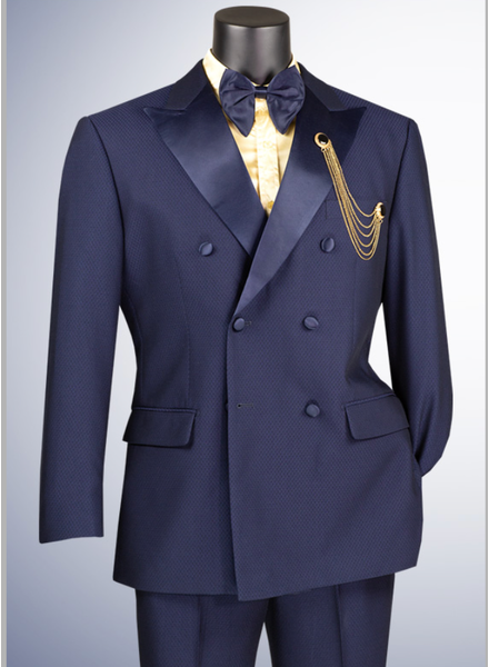 Vinci Double Breasted Tuxedo Suit W/Satin Stripe