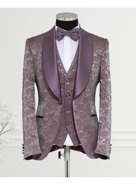 Masculini 1B Shawl Lapel Floral  Vested Suit