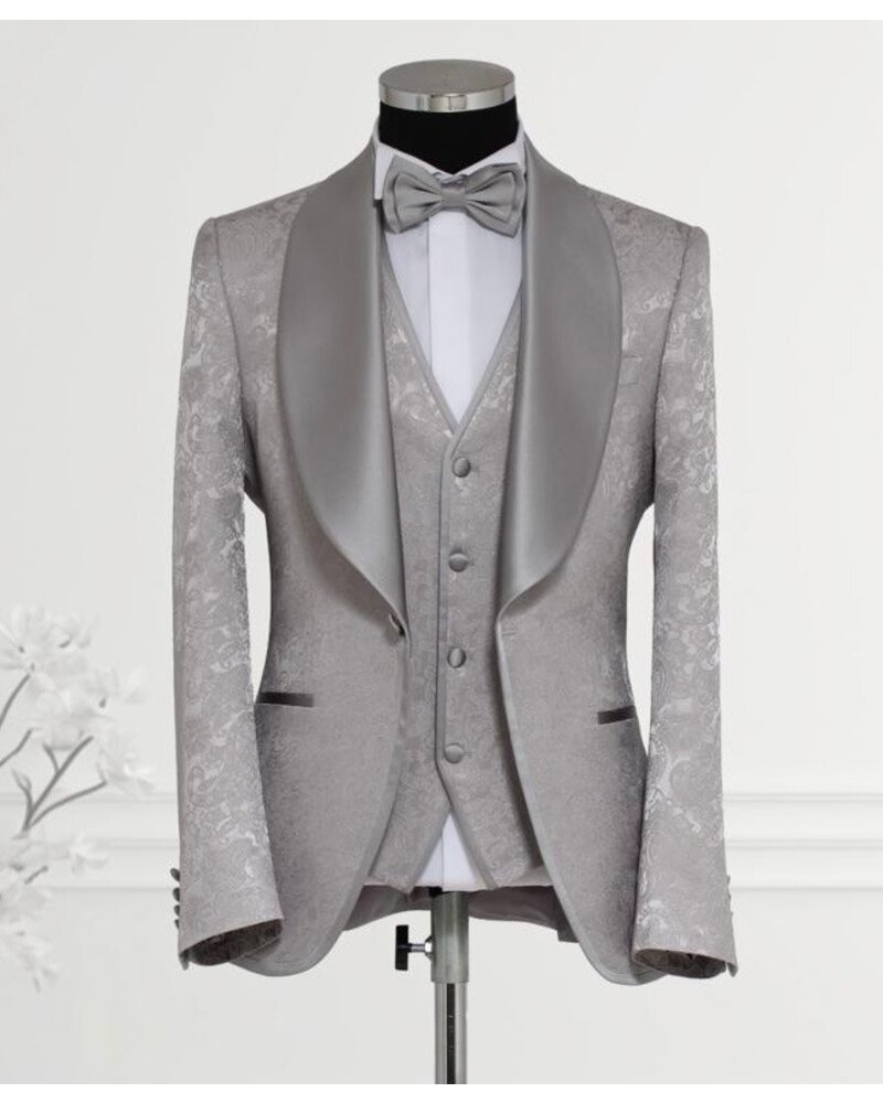 Masculini 1B Shawl Lapel Floral  Vested Suit