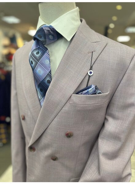 Tayion Tayion Double Breasted Window Pane Suit