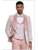 Tazio Tazzio Floral Shawl Lapel Vested Suit W/Bow Tie