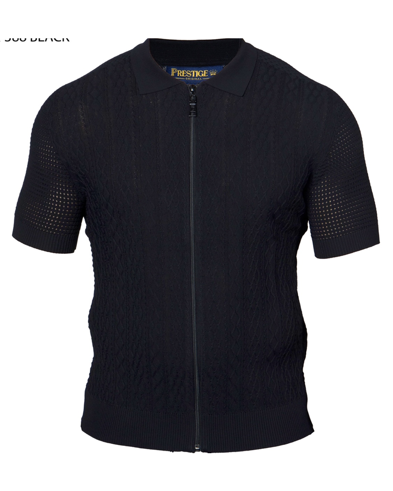 Prestige Prestige S/S Full Zip Knit Shirt (Solid)