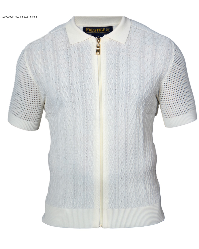 Prestige Prestige S/S Full Zip Knit Shirt (Solid)