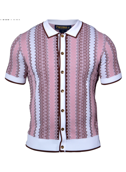 Prestige Prestige S/S Full Button Zig Zag Knit Shirt