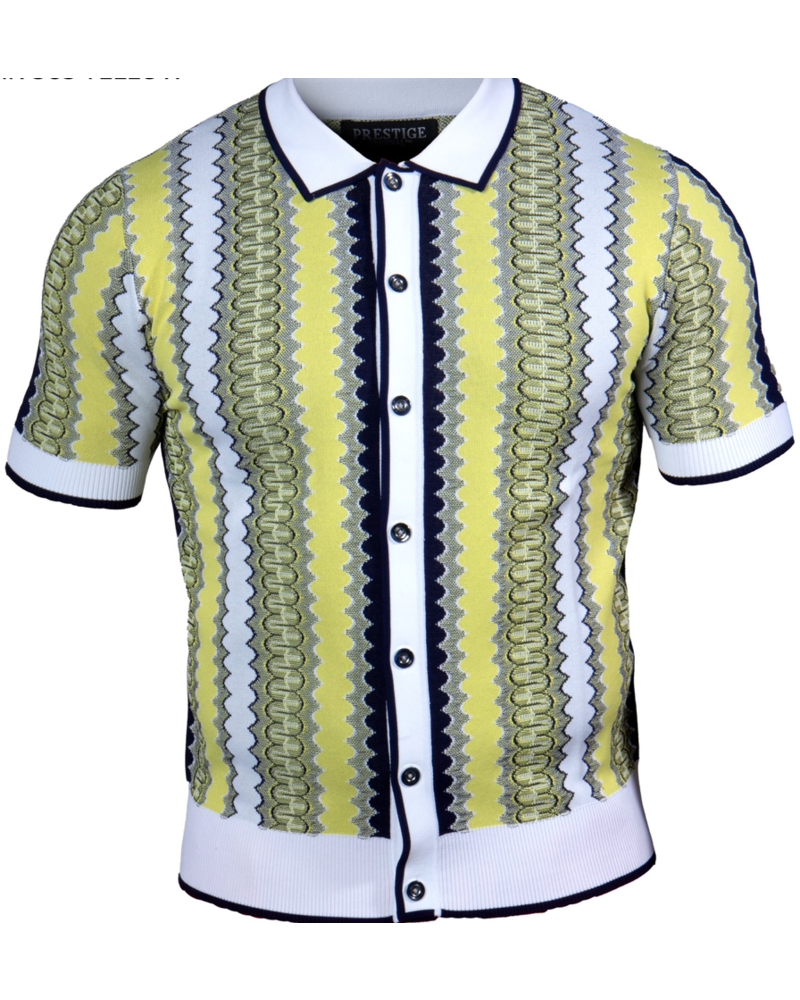 Prestige Prestige S/S Full Button Zig Zag Knit Shirt