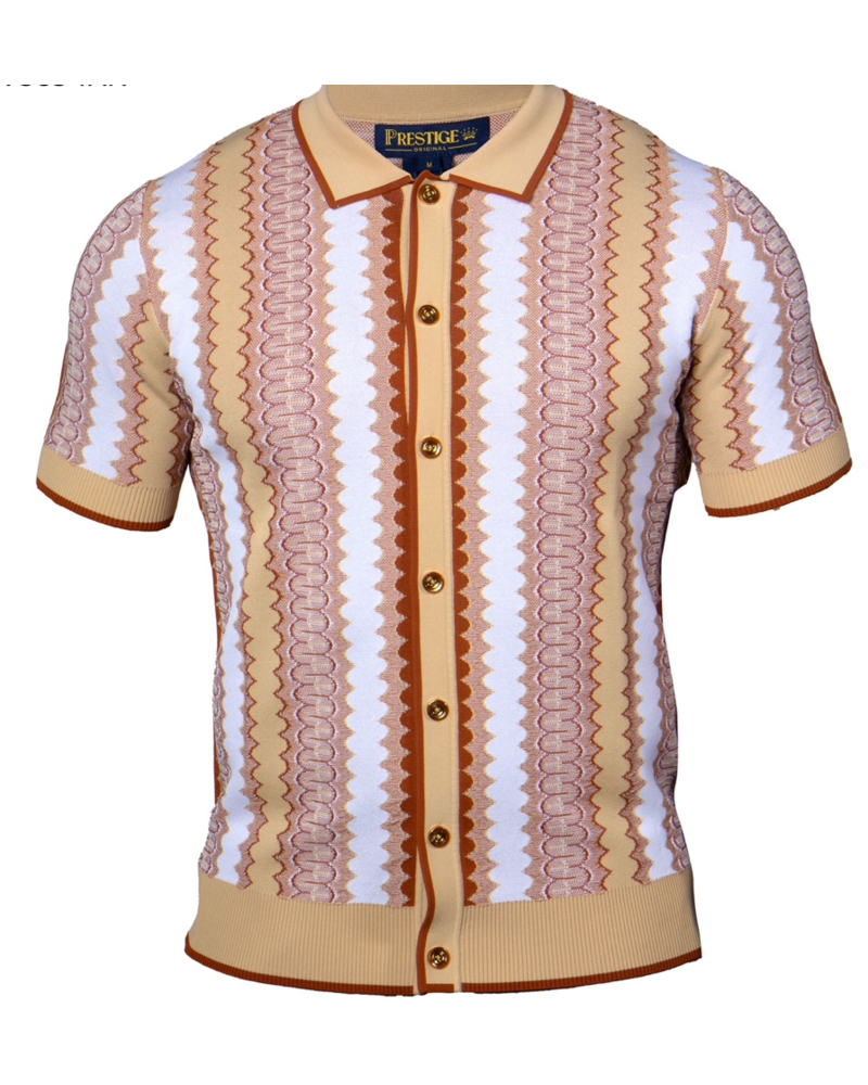 Prestige Prestige S/S Full Button Zig Zag Knit Shirt