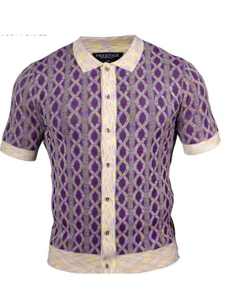 Prestige Prestige S/S Full Button Diamond Knit Shirt