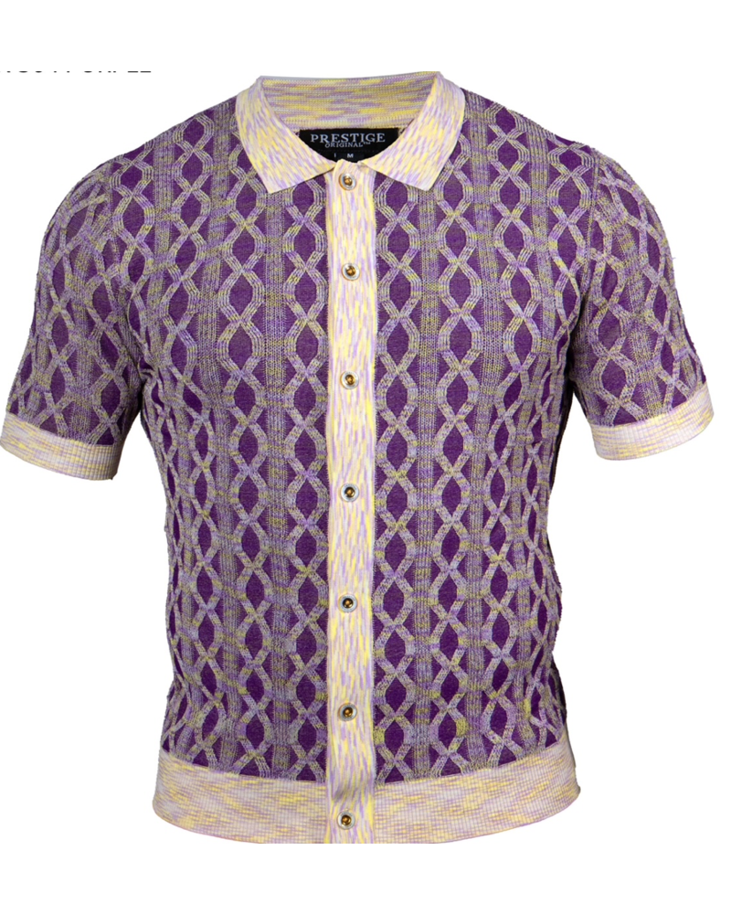 Prestige Prestige S/S Full Button Diamond Knit Shirt