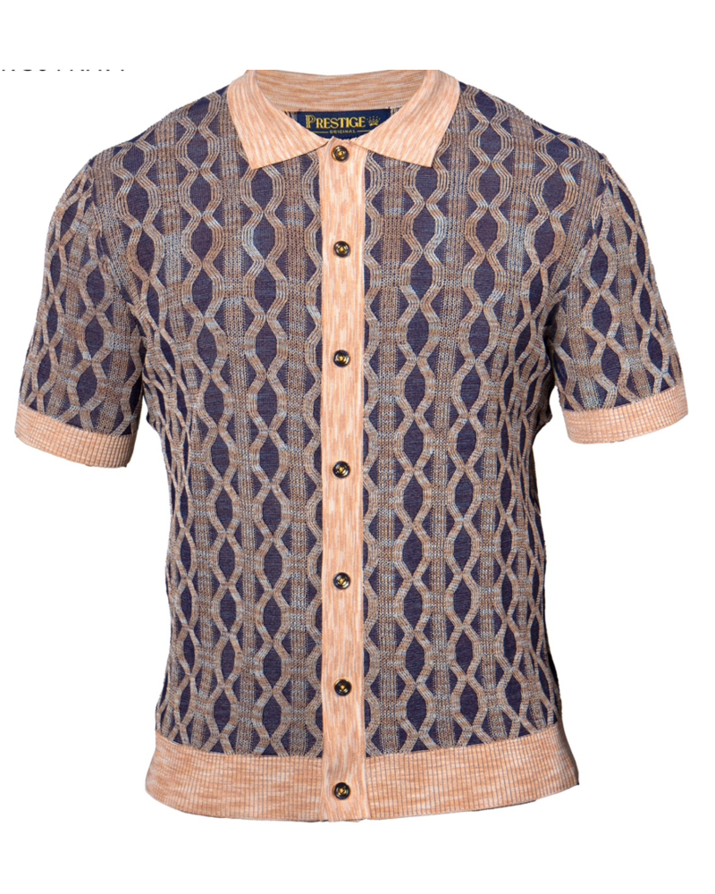 Prestige Prestige S/S Full Button Diamond Knit Shirt