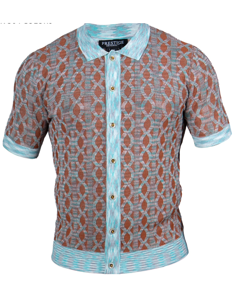 Prestige Prestige S/S Full Button Diamond Knit Shirt