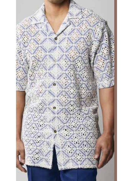 Stacy Adams Stacy Adams S/S Crochet Woven Lace Shirt