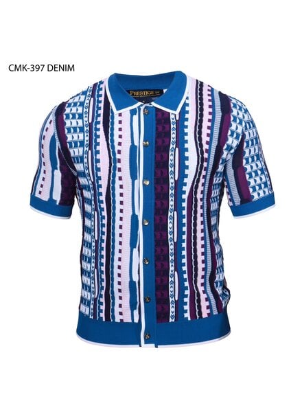 Prestige Prestige S/S Full BD Coogi Pattern Knit Shirt
