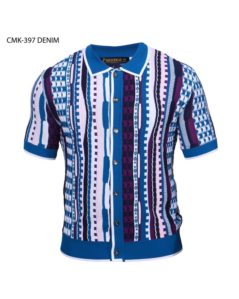 Prestige Prestige S/S Full BD Coogi Pattern Knit Shirt