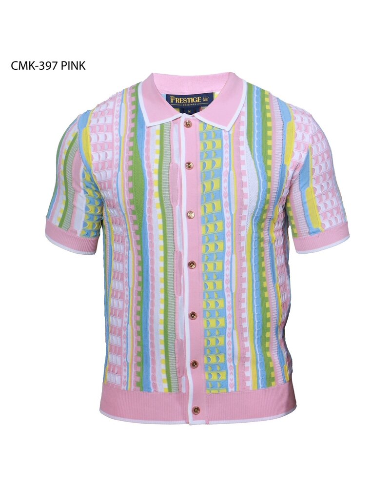 Prestige Prestige S/S Full BD Coogi Pattern Knit Shirt
