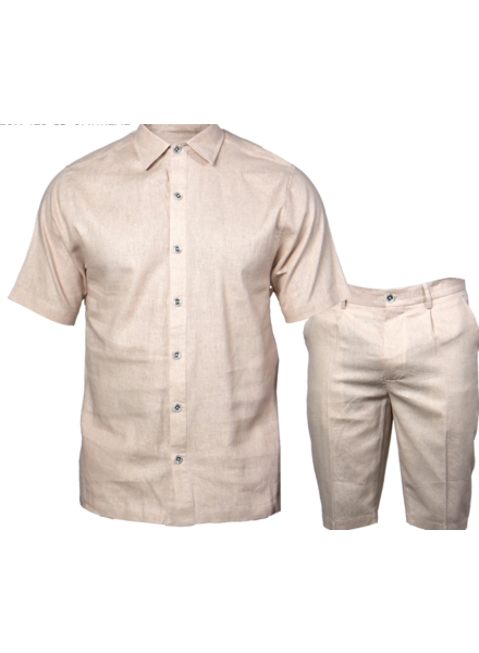 Prestige Prestige S/S Linen Short Set (Solid)