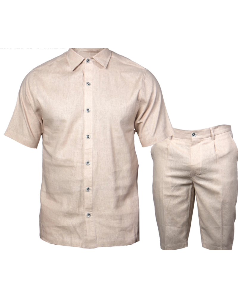 Prestige Prestige S/S Linen Short Set (Solid)