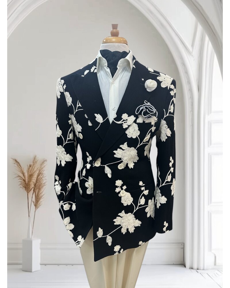 Cigar Cigar Embroidery Floral Blazer