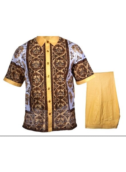 Prestige Prestige S/S Printed Lace Front Linen Set