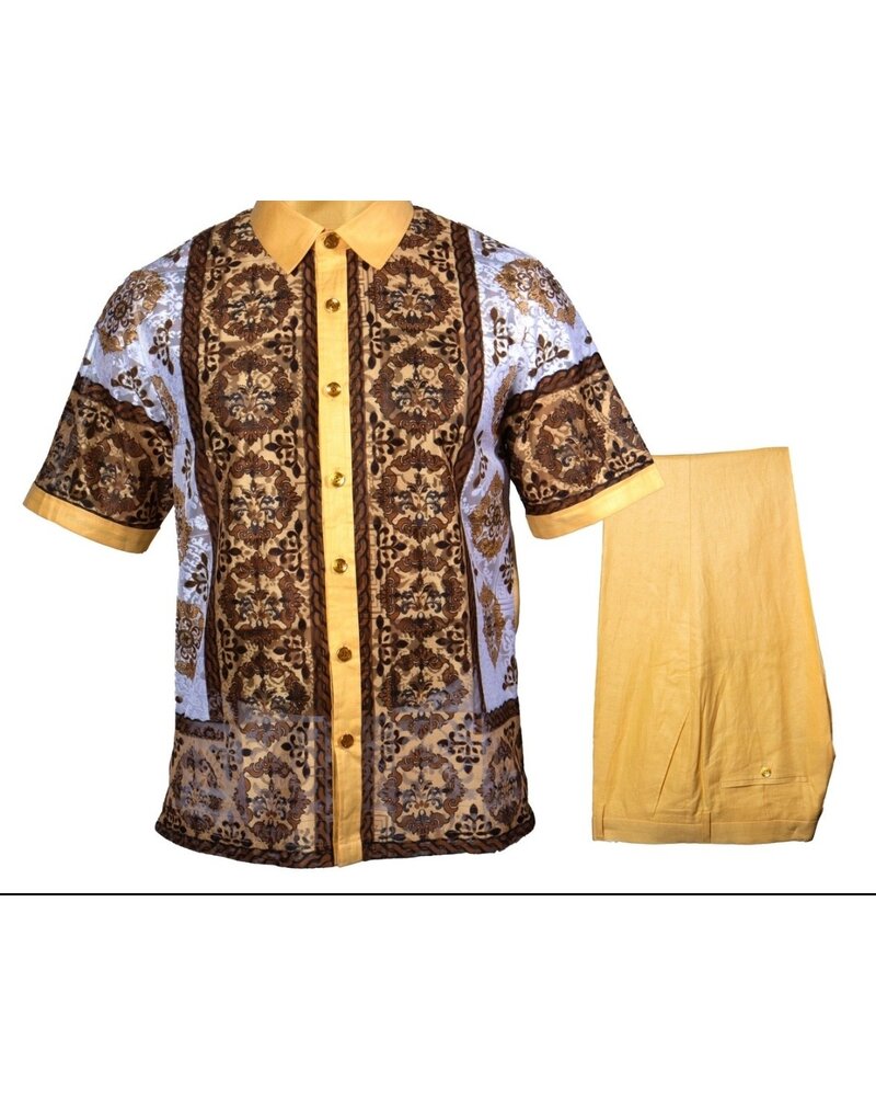 Prestige Prestige S/S Printed Lace Front Linen Set