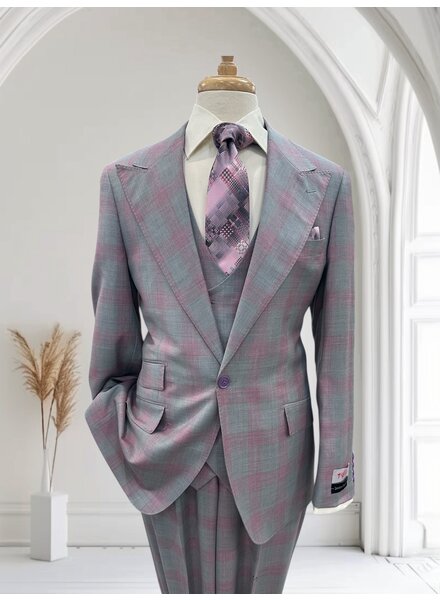 Tiglio Tiglio gaberdine Window Paine Vested Suit (Orvietto)