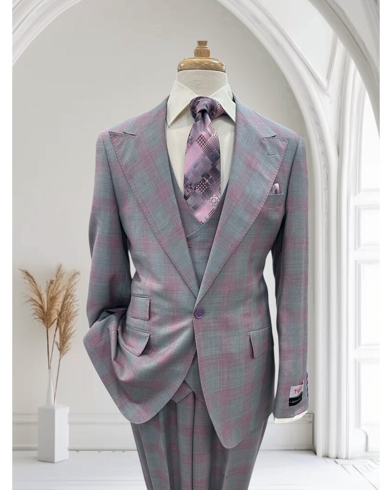 Tiglio Tiglio gaberdine Window Paine Vested Suit (Orvietto)