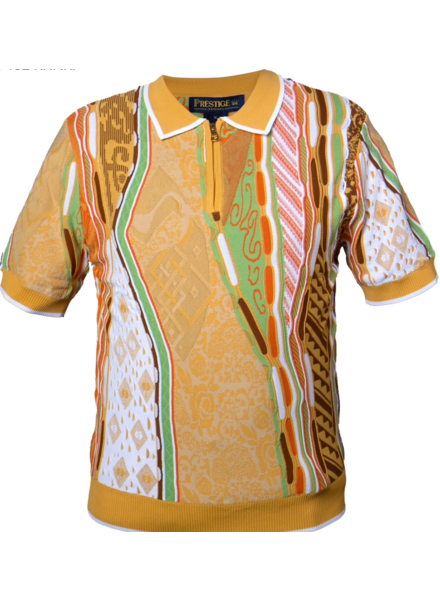 Prestige Prestige S/S Half Zip Coogi Pattern Knit Shirt