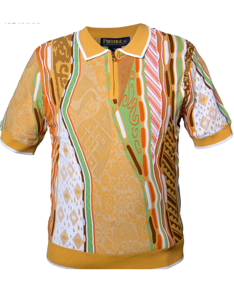 Prestige Prestige S/S Half Zip Coogi Pattern Knit Shirt