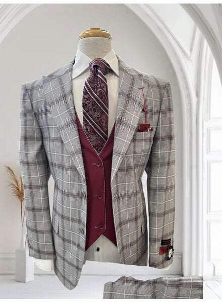 Mazari Mazari 2B Plaid Suit W/Reversible Vest