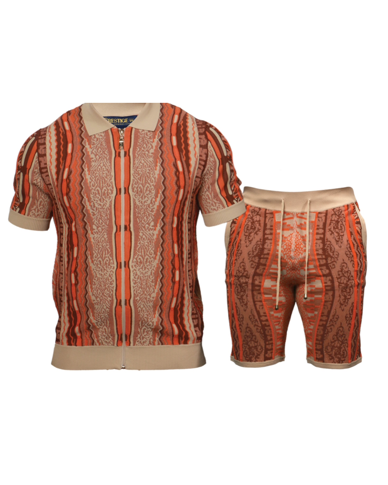 Prestige Prestige Full Zip Coogi Knit Short Set