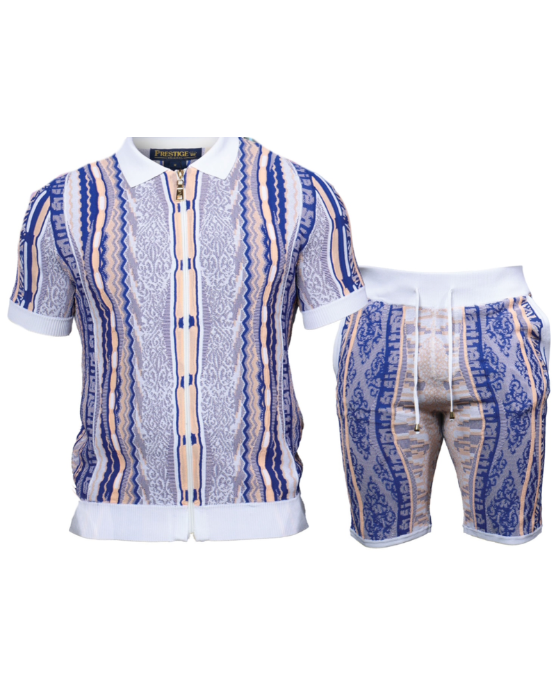 Prestige Prestige Full Zip Coogi Knit Short Set