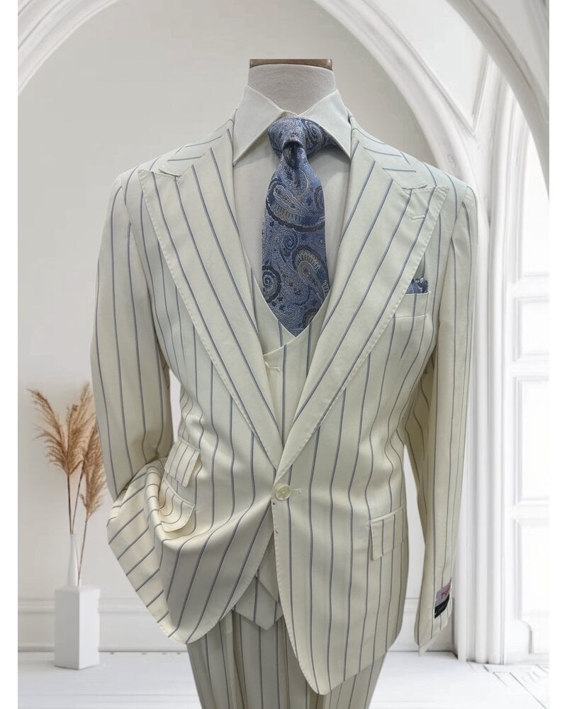 Tiglio Tiglio Gaberdine Pinstripe Vested Suit (Orvietto)