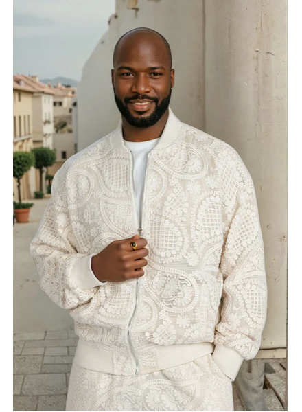Barabas Barabas Lace Bomber Jacket Short Set