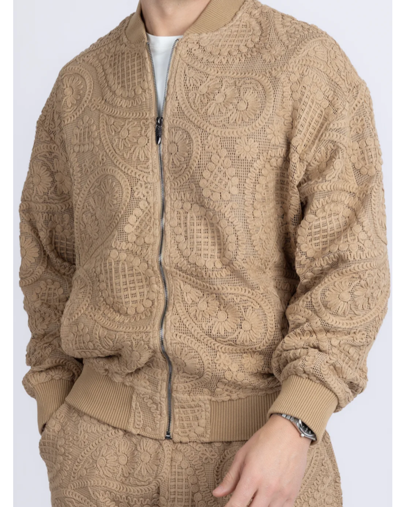 Barabas Barabas Lace Bomber Jacket Short Set