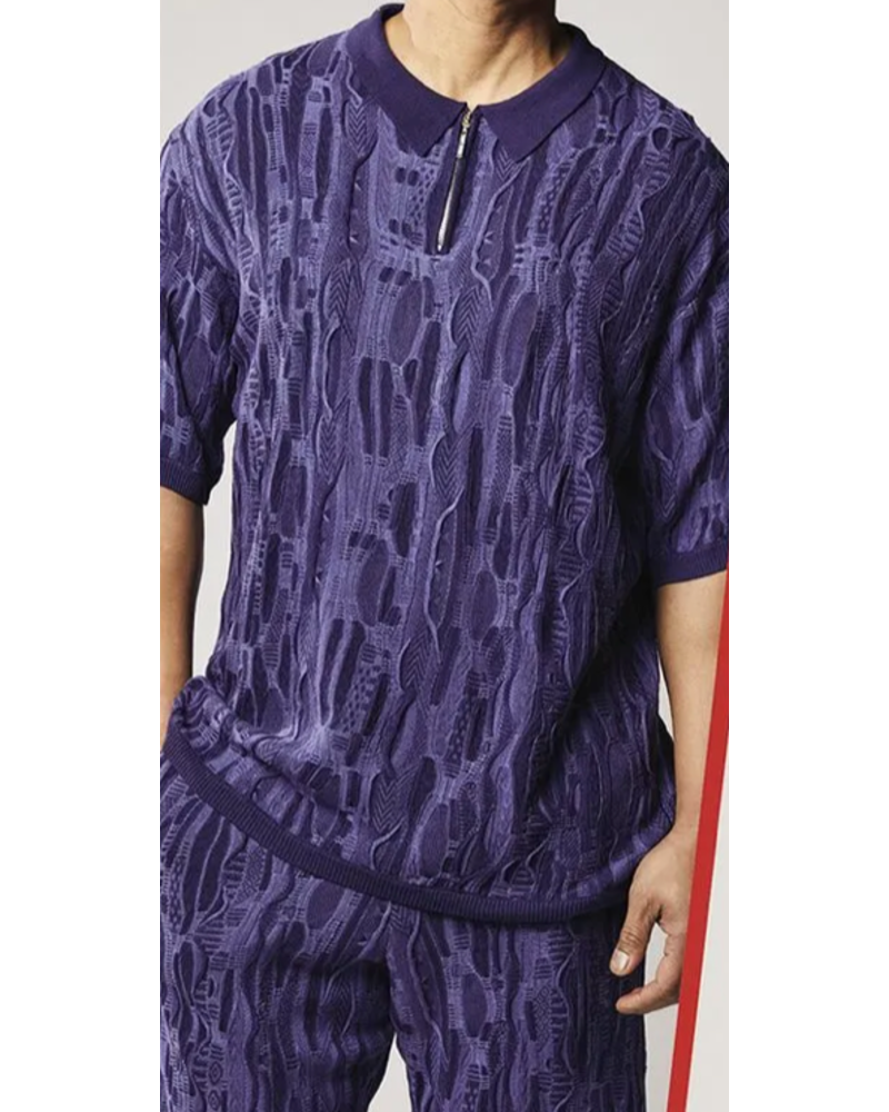 Stacy Adams SA Coogi Pattern Knit Short Set