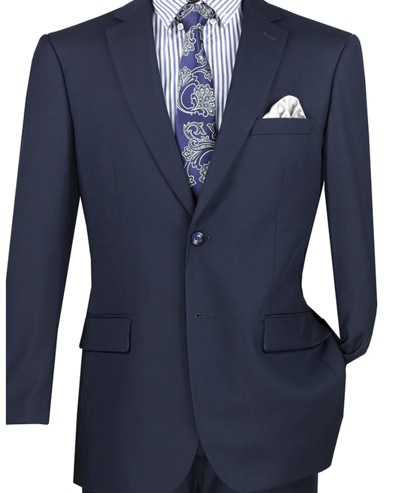 Vinci Executive 2 Pc Suit Notch Lapel Flat Front Pant (Solid)