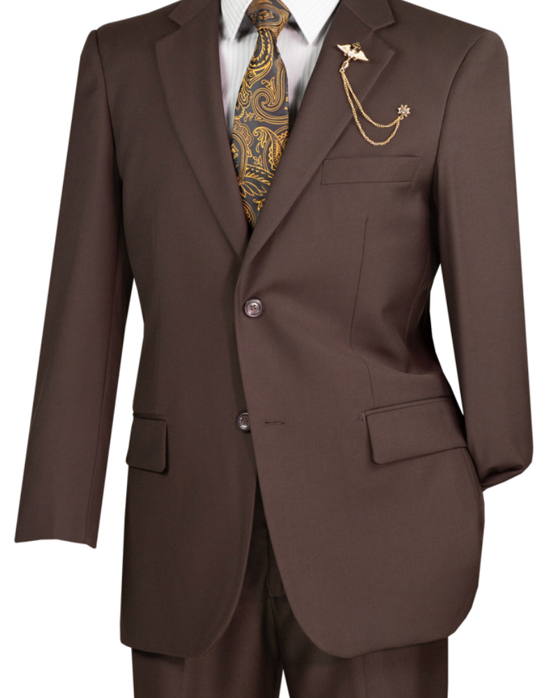 Vinci Executive 2 Pc Suit Notch Lapel Flat Front Pant (Solid)