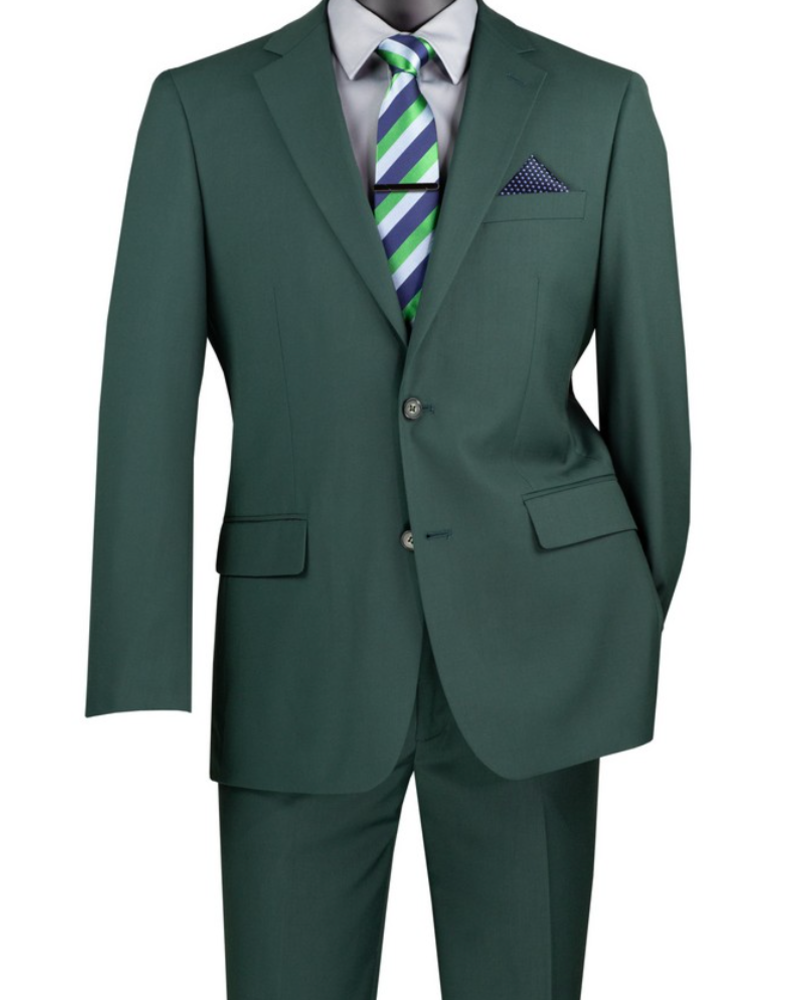 Vinci Executive 2 Pc Suit Notch Lapel Flat Front Pant (Solid)