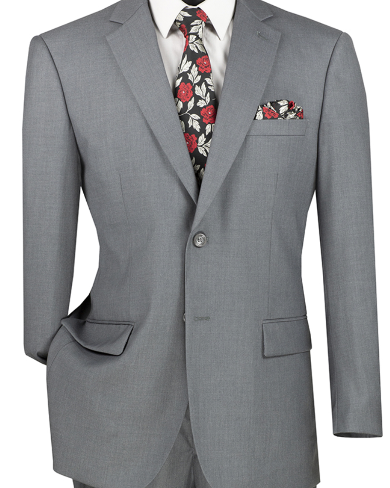 Vinci Executive 2 Pc Suit Notch Lapel Flat Front Pant (Solid)