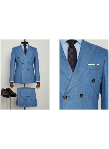 Edgers DB Pinstripe Slim Fit Suit W/Patch Pocket
