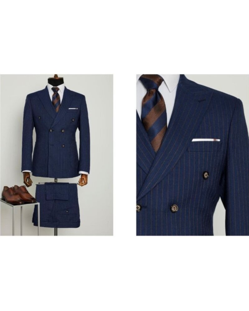 Edgers DB Pinstripe Slim Fit Suit W/Patch Pocket