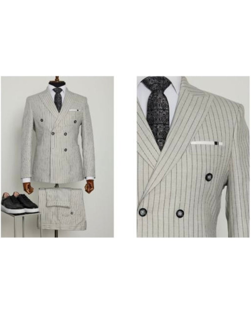 Edgers DB Pinstripe Slim Fit Suit W/Patch Pocket