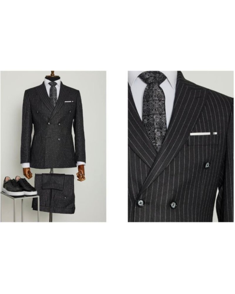 Edgers DB Pinstripe Slim Fit Suit W/Patch Pocket