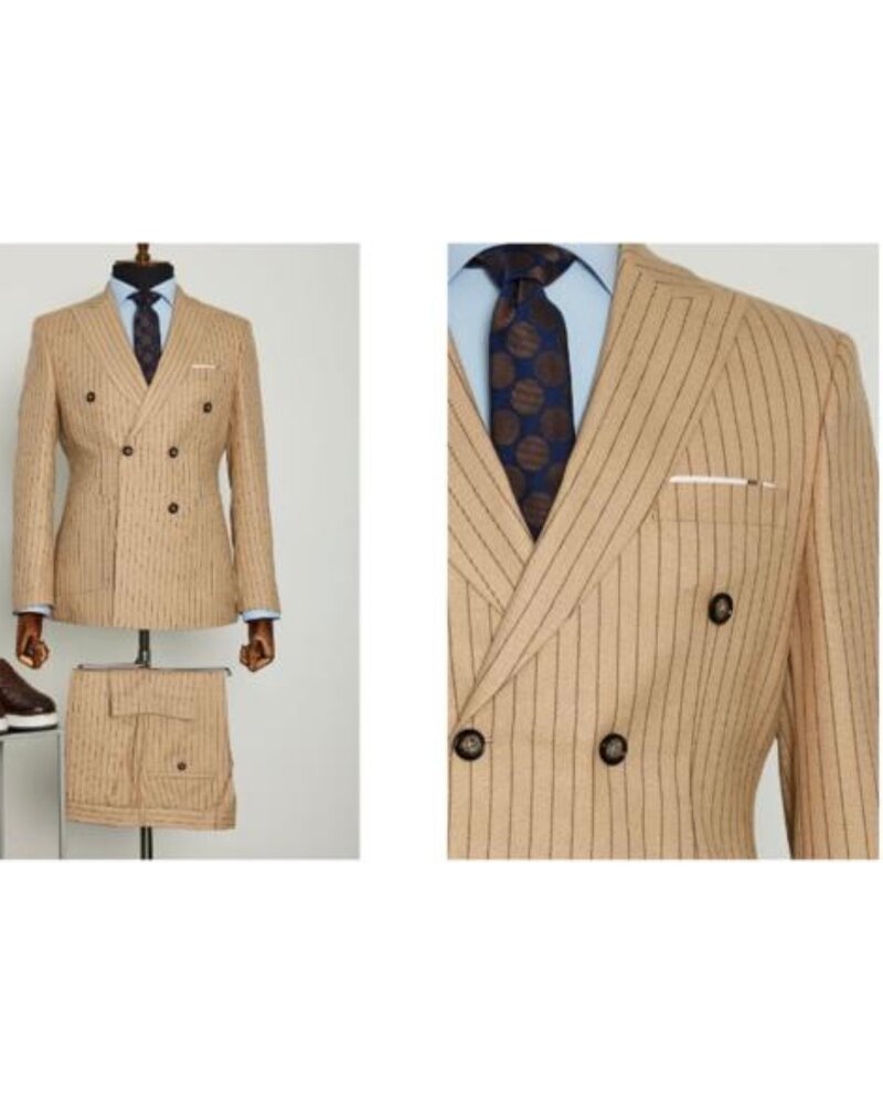 Edgers DB Pinstripe Slim Fit Suit W/Patch Pocket