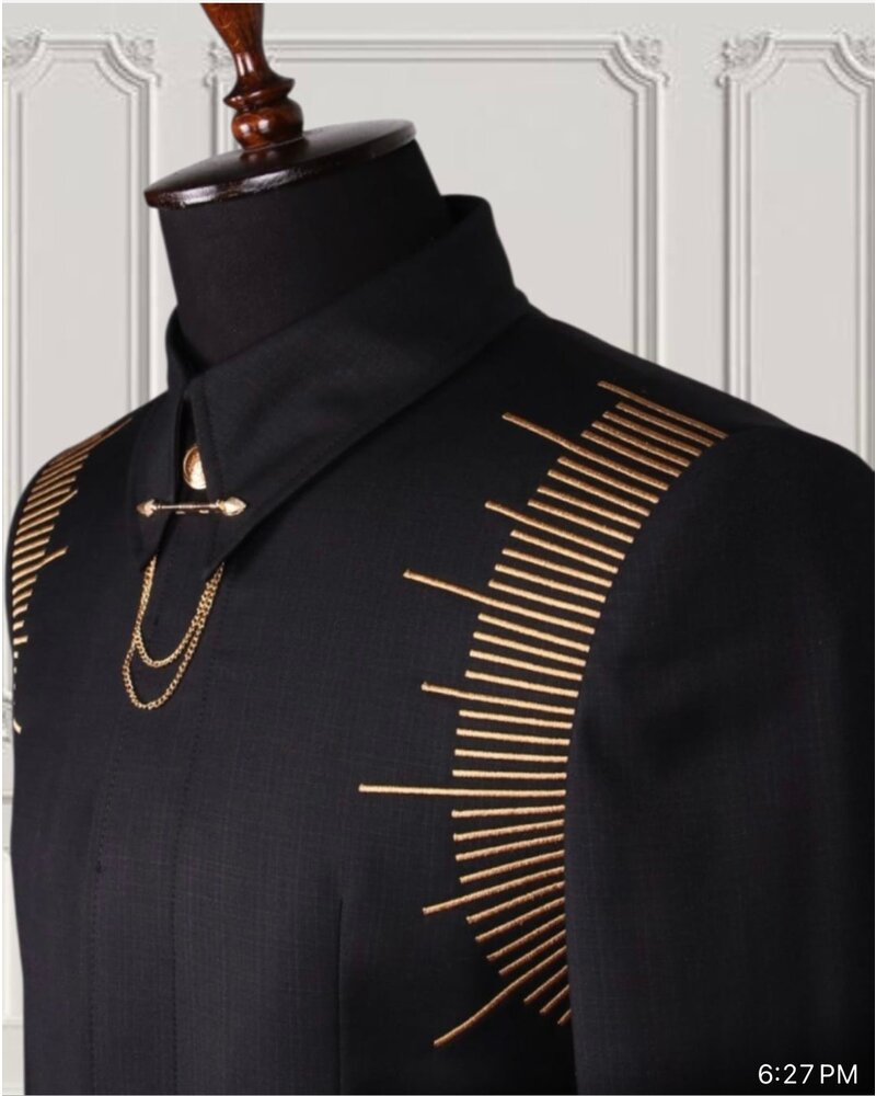 Mario Casas Suit Shirt & Pant Set W/Embroidery