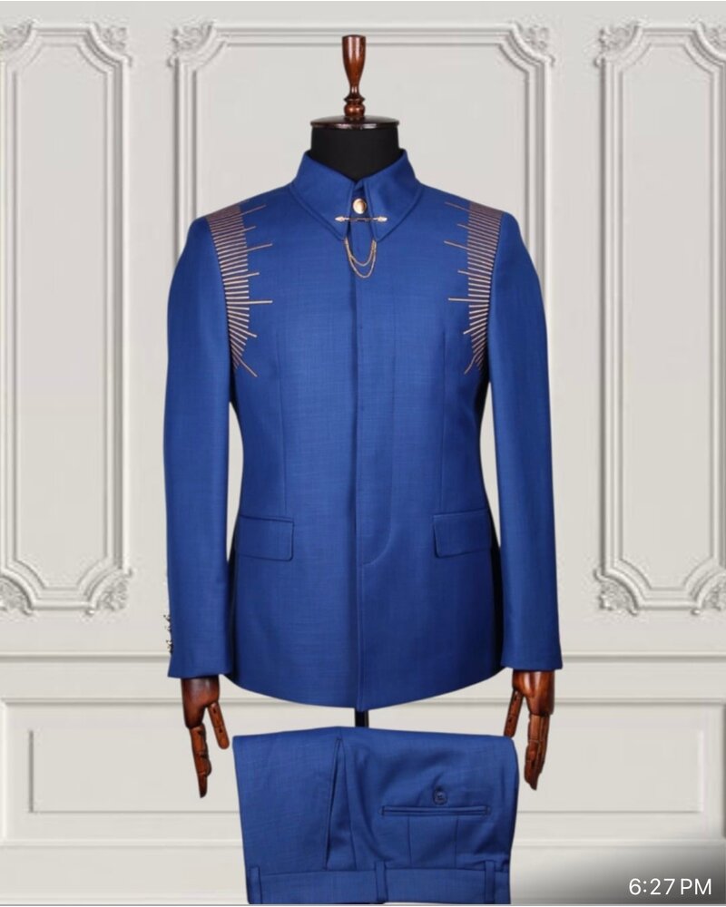 Mario Casas Suit Shirt & Pant Set W/Embroidery
