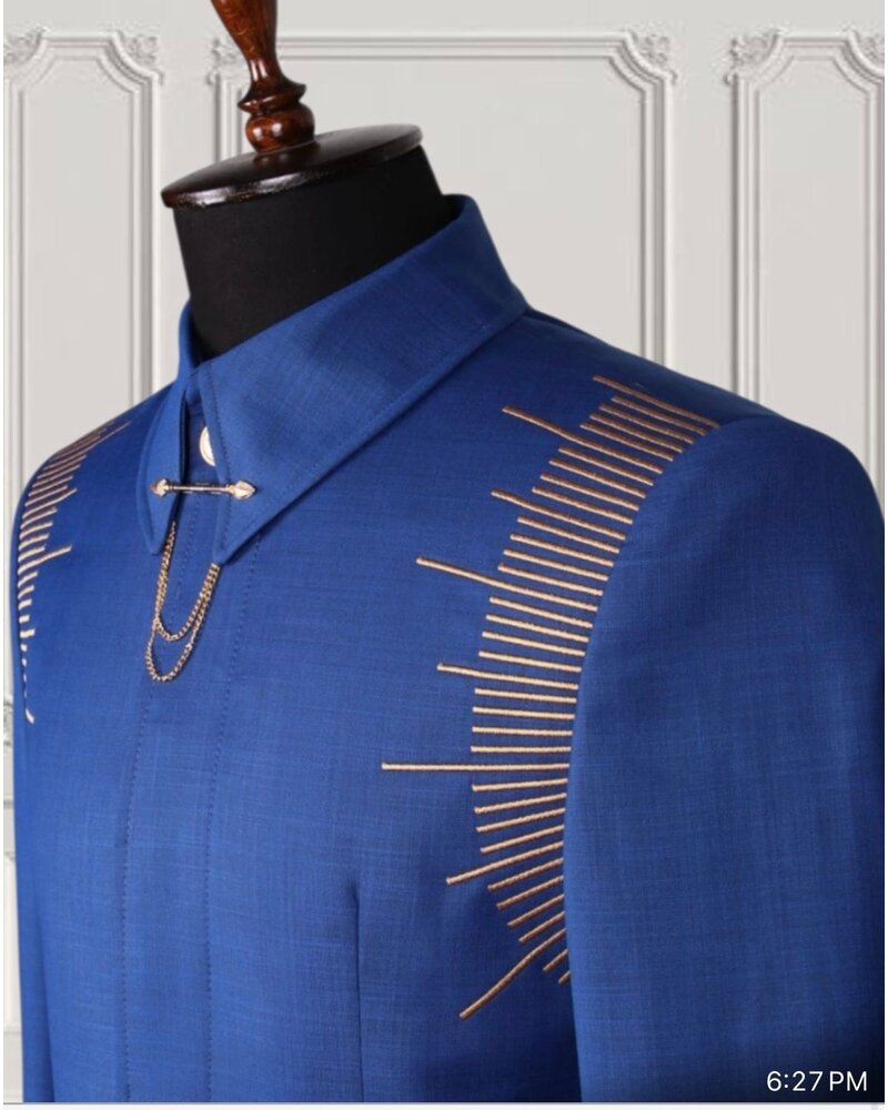 Mario Casas Suit Shirt & Pant Set W/Embroidery