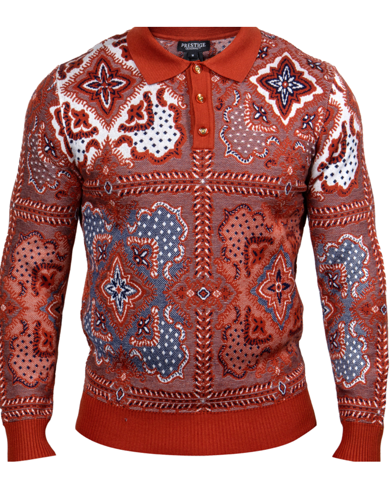 Prestige Prestige L/S Textured Polo Sweater