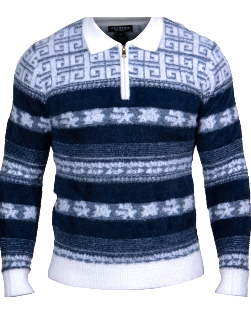 Prestige L/S Polo Zip Fluffy Sweater